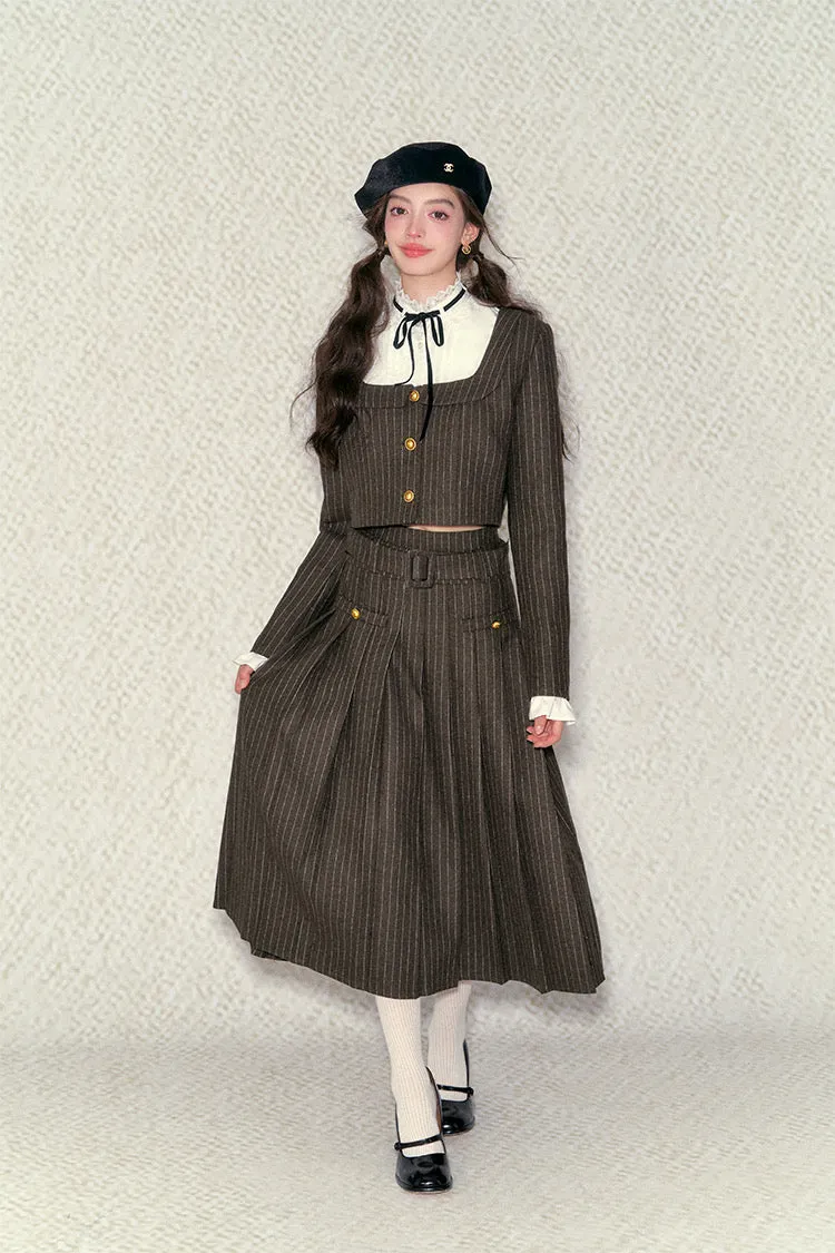 [Underpass] Vintage Collegiate Shirt and Long Skirt Set