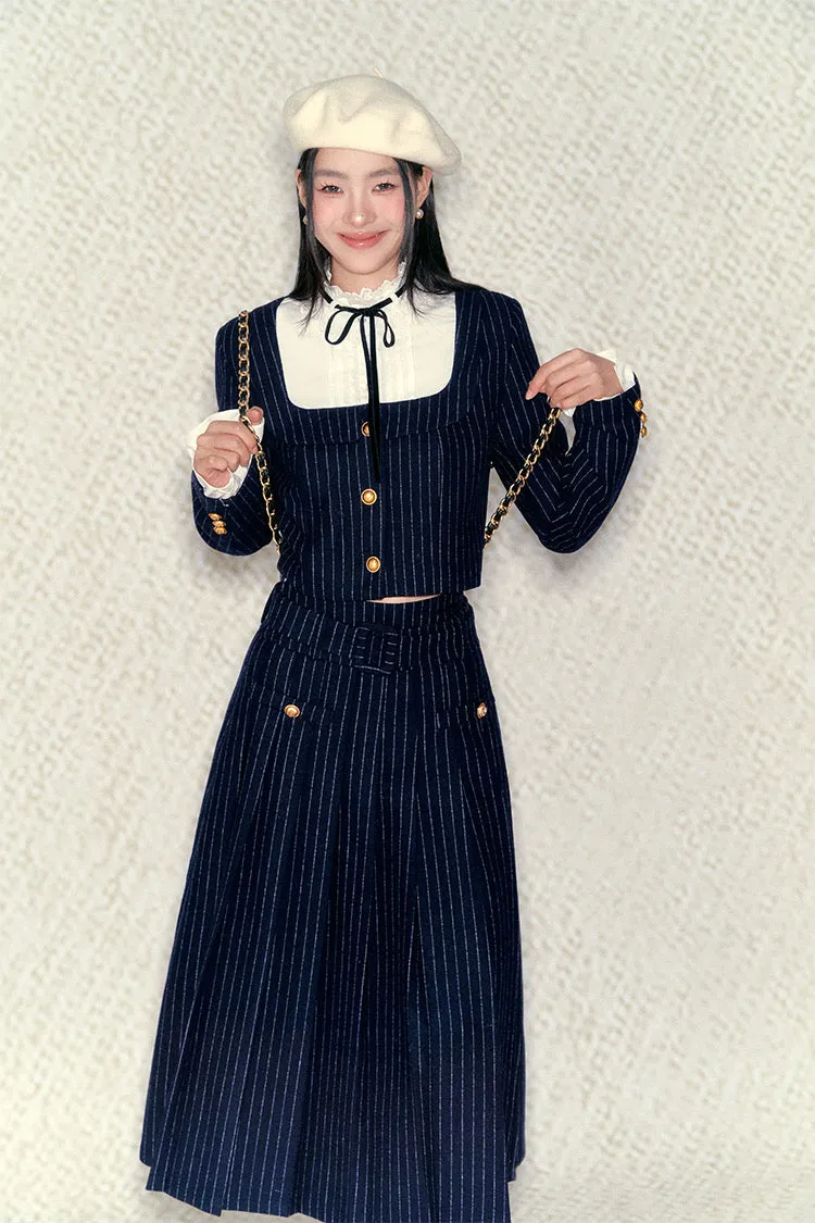 [Underpass] Vintage Collegiate Shirt and Long Skirt Set