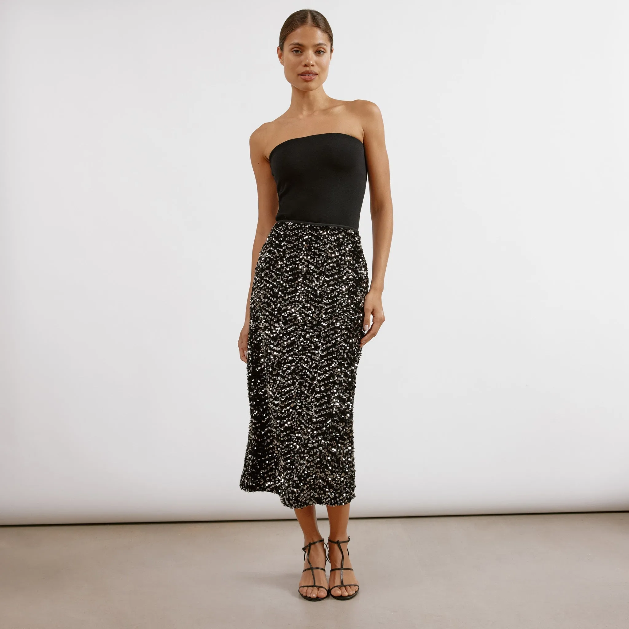 Velvet Sequin Maxi Skirt by Albaray