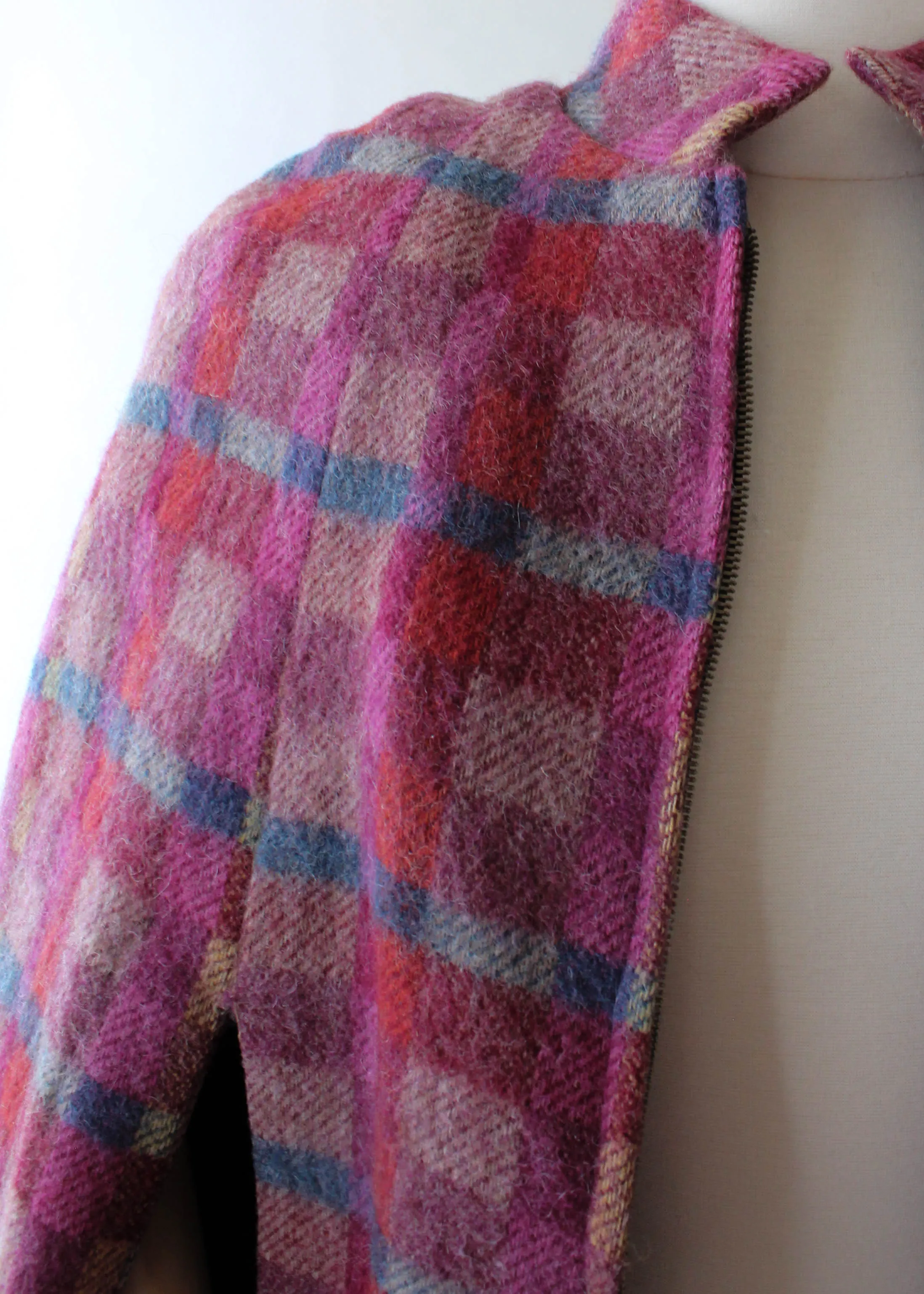 Vintage 1970s Plaid Wool MOD Cape