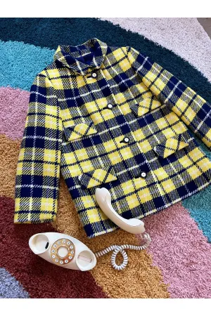 Vintage Mod 60s Bright Plaid Coat