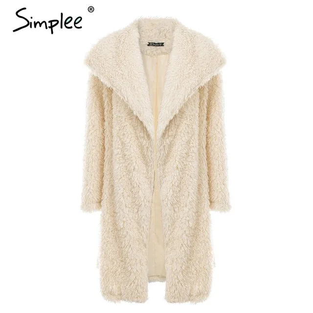 Warm winter faux fur coat women Fashion streetwear elegant long coat