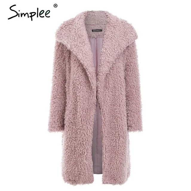 Warm winter faux fur coat women Fashion streetwear elegant long coat