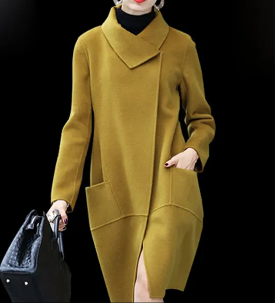 Warm Winter Women Coat, Long Wool Coat Jacket 0969