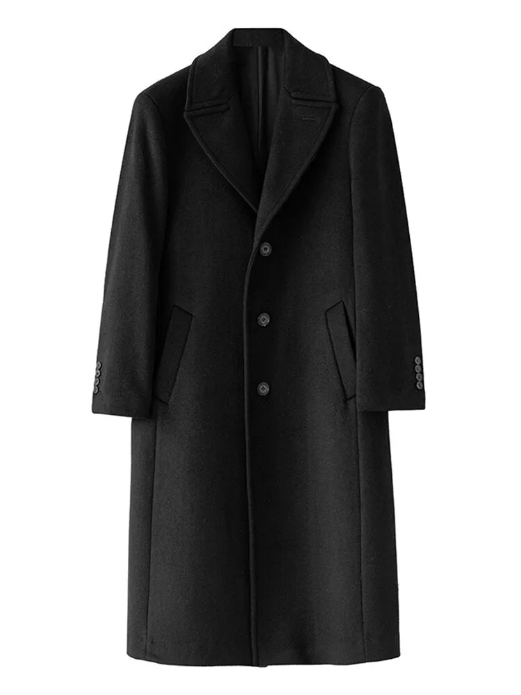 Wiaofellas Autumn Winter Long Warm Black Trench Coat Men Single Breasted Luxury Wool Blends Overcoat High Quality Clothing