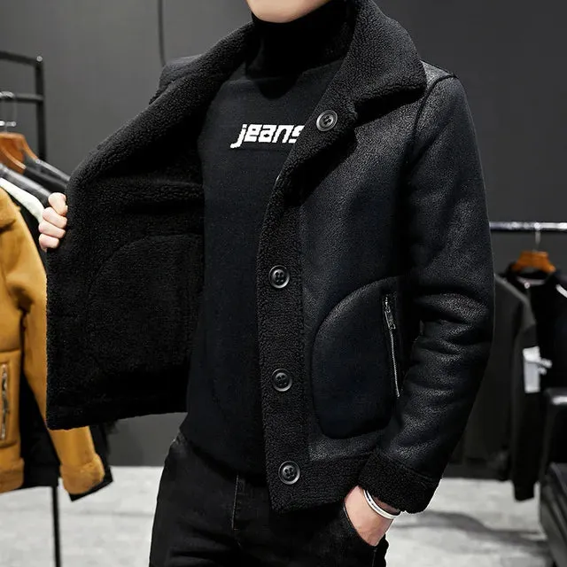 Wiaofellas  -  New Lamb Wool Cotton Jacket Men's Fur Coat Jacket Double-sided Wearing Fur and Velvet Thickening Men's Jacket