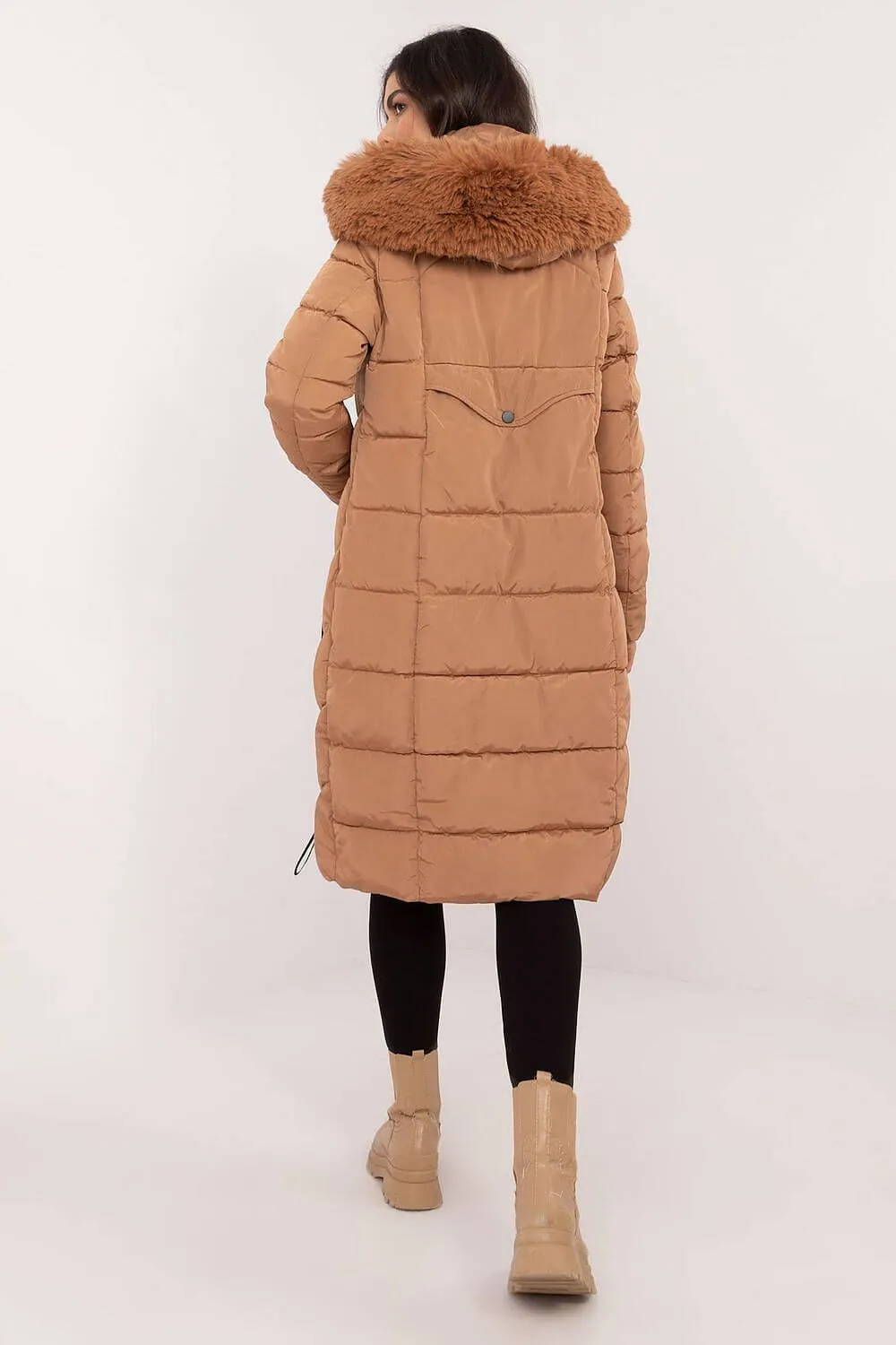 Winter Luxe: Quilted Down Jacket with Detachable Fur Hood