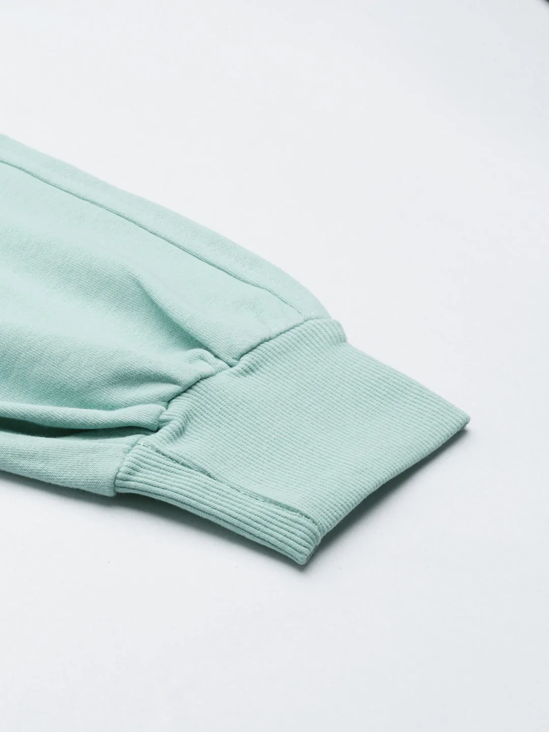 Women Sea Green Solid Track Pant