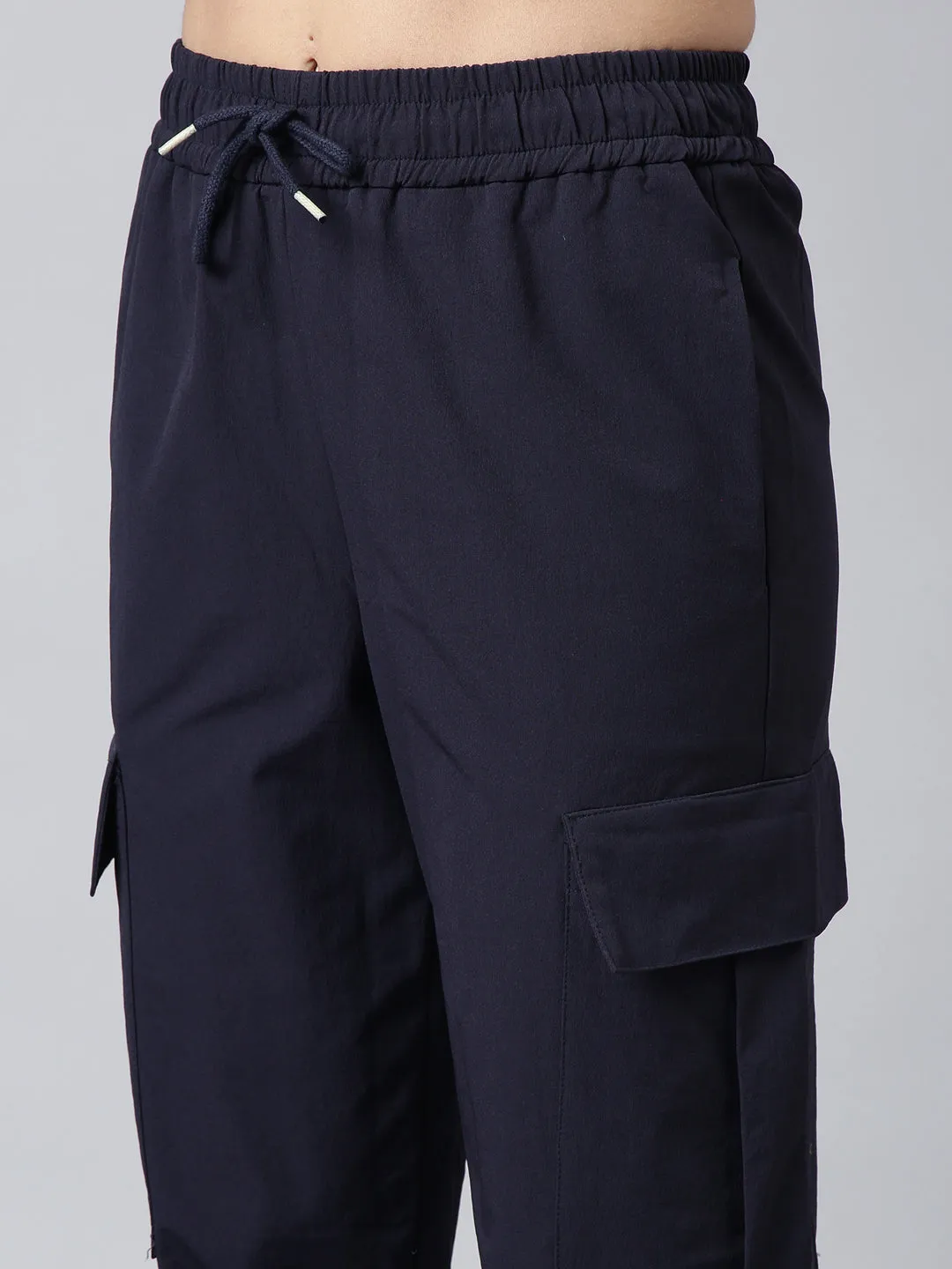 Women Solid Slim Fit Navy Blue Joggers Track Pant