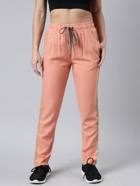 Women Solid Slim Fit Orange Track Pant