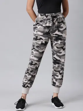 Women Taupe Camouflage Track Pant