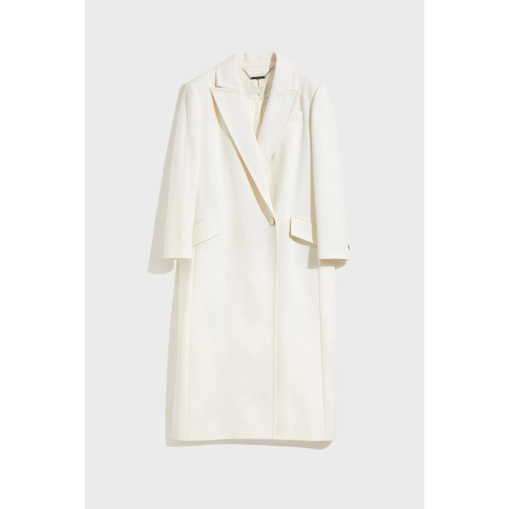 Women Wmo-Gemiach-Midi Length Crombie With Wide Peaked Lapel - White