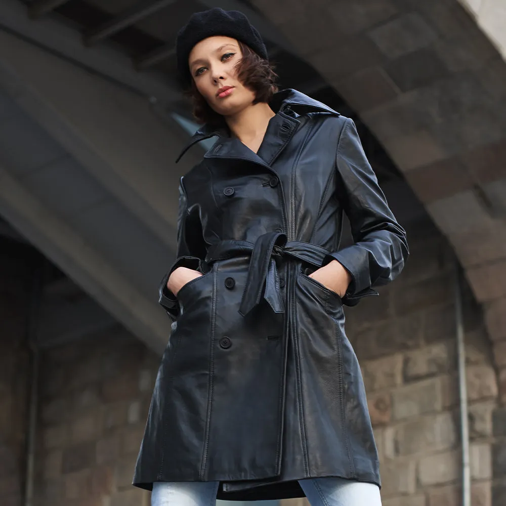 Women's Leather Trench Coat | KC Leather Signature Range - Daniella