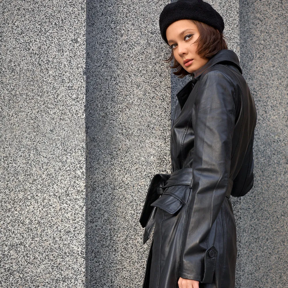 Women's Leather Trench Coat | KC Leather Signature Range - Daniella