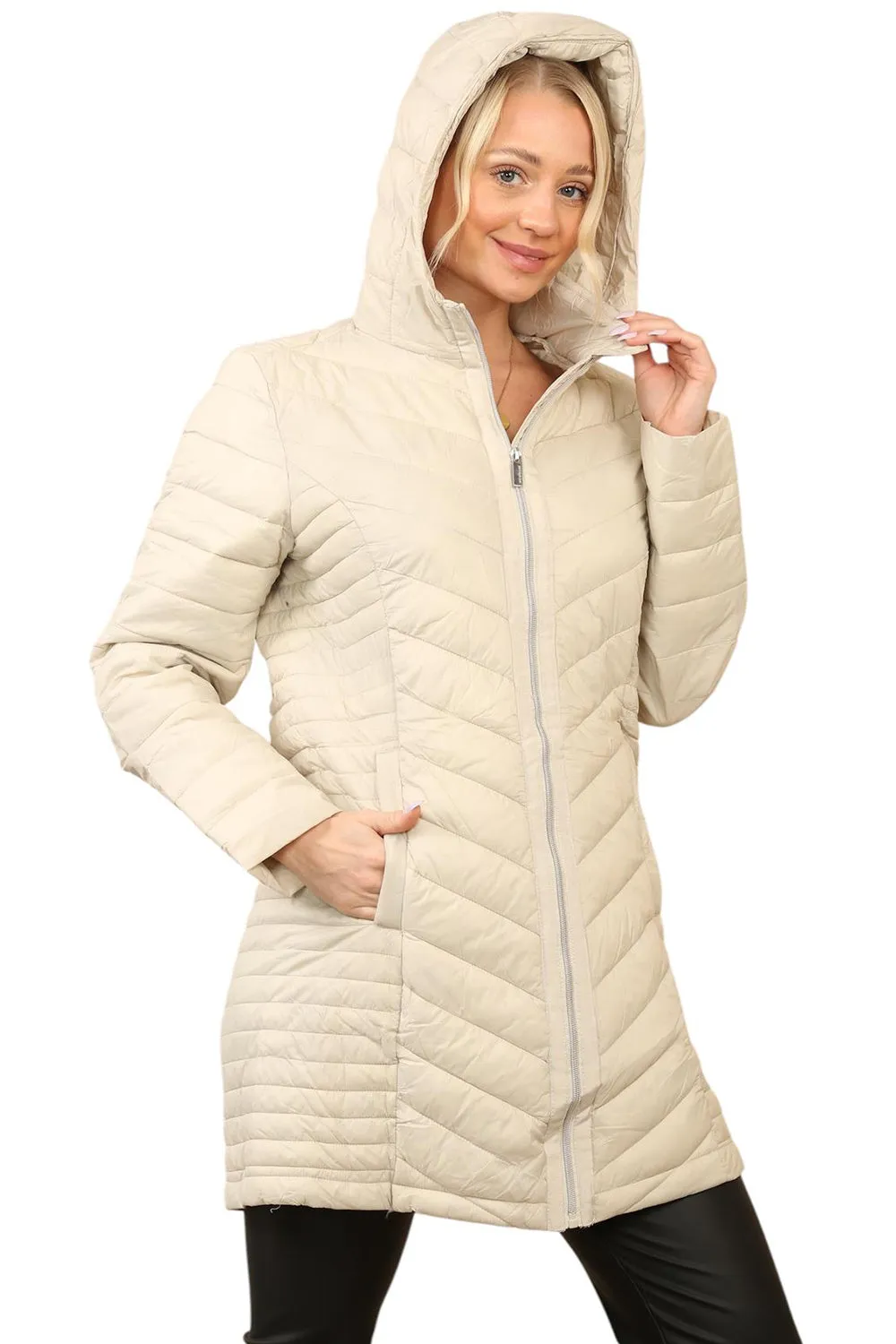 Womens Long Hooded Puffer Jacket