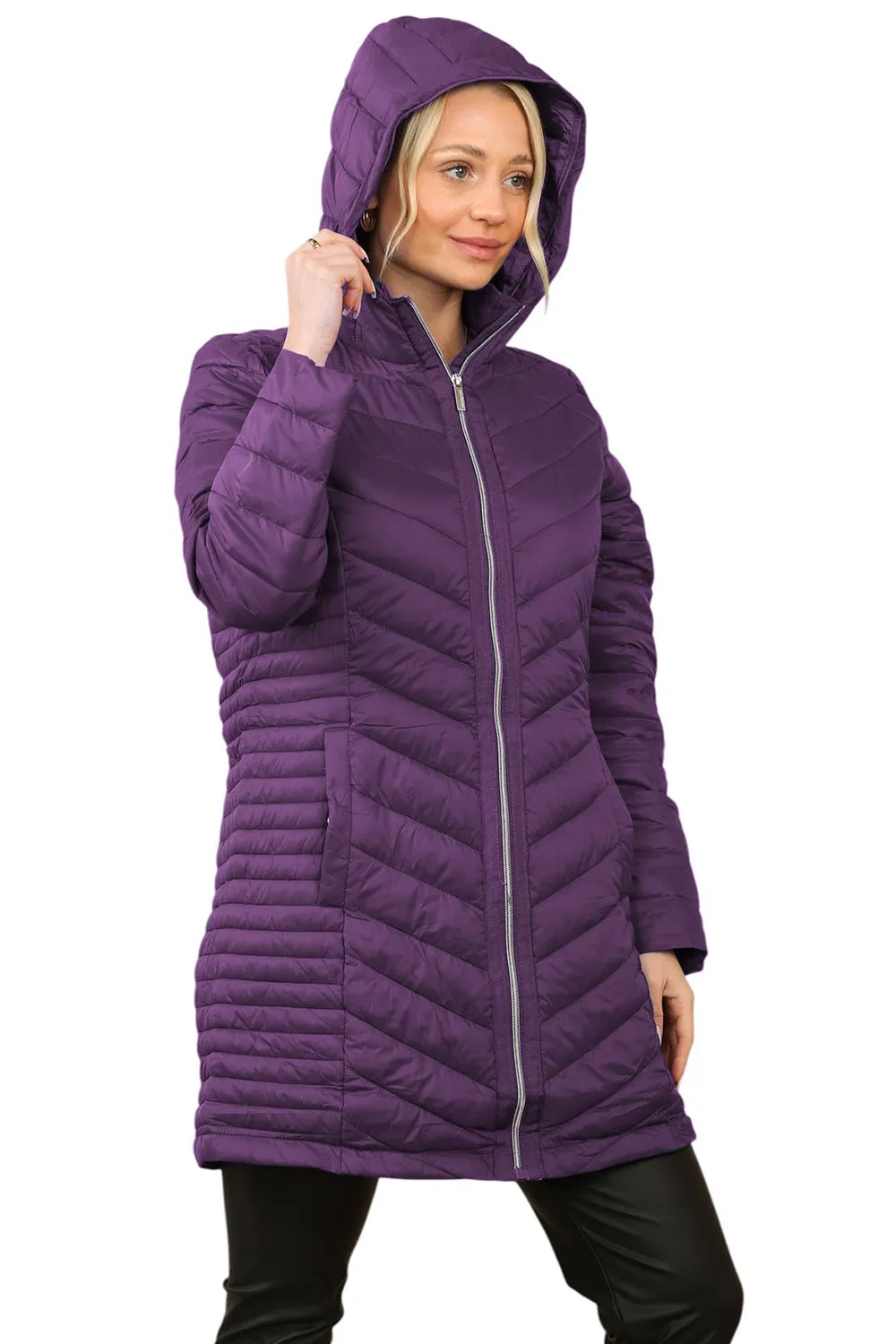 Womens Long Hooded Puffer Jacket