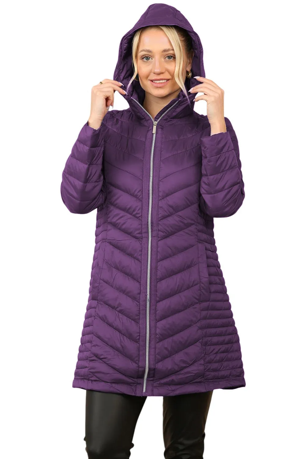 Womens Long Hooded Puffer Jacket