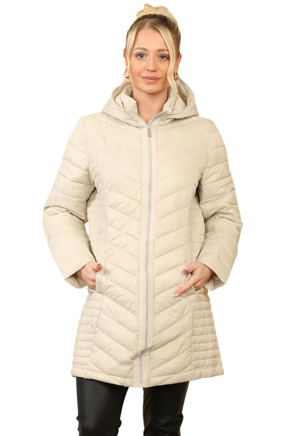 Womens Long Hooded Puffer Jacket