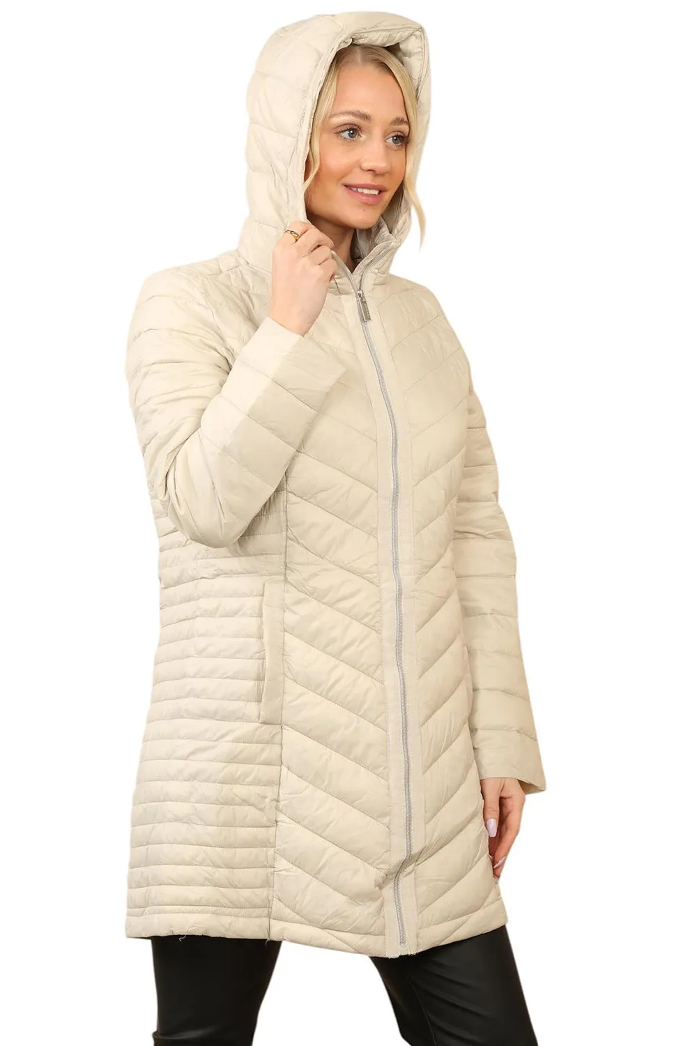 Womens Long Hooded Puffer Jacket