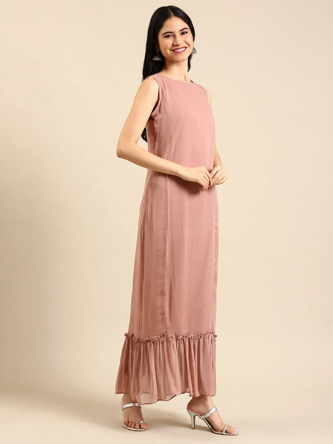 Women's Pink Solid Anarkali Kurta