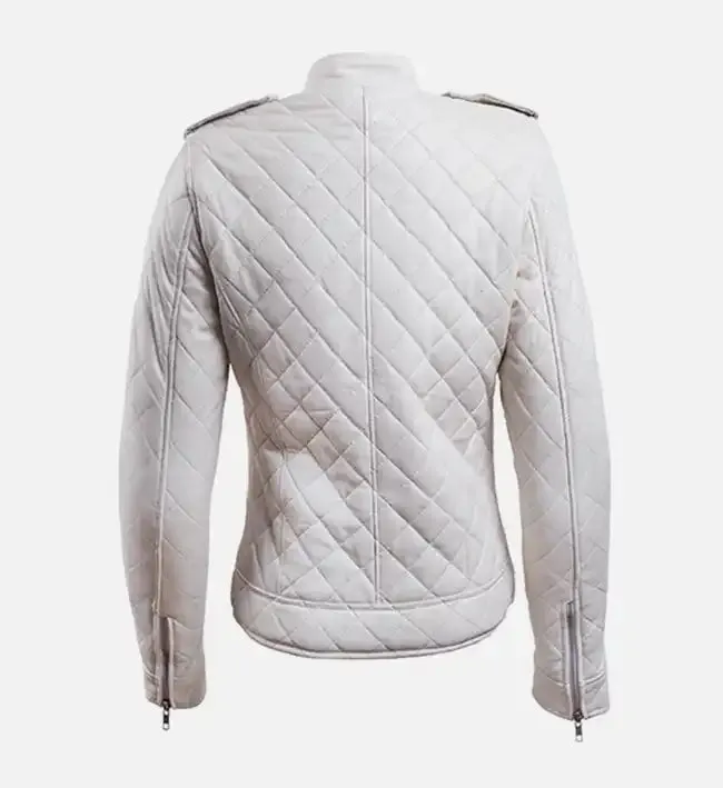 Women’s white Leather Puffer Jacket