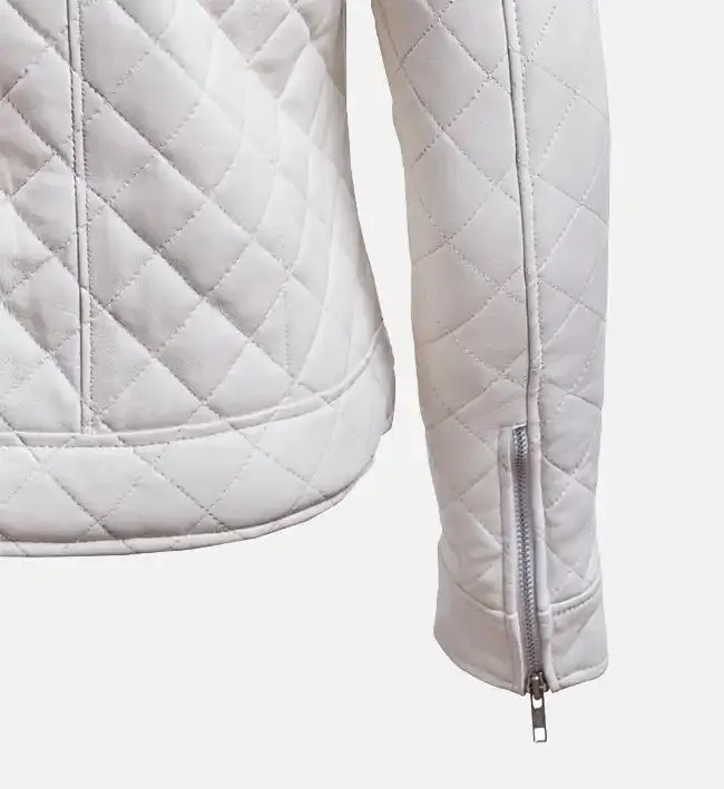 Women’s white Leather Puffer Jacket