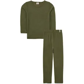 Wool Bamboo Mix Base Layer Set in Moss Green