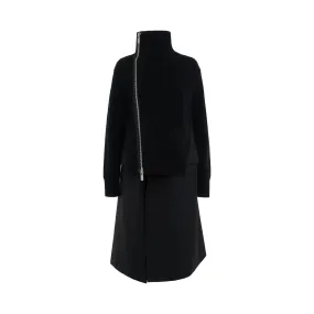 Wool Knit x Suiting Coat in Black