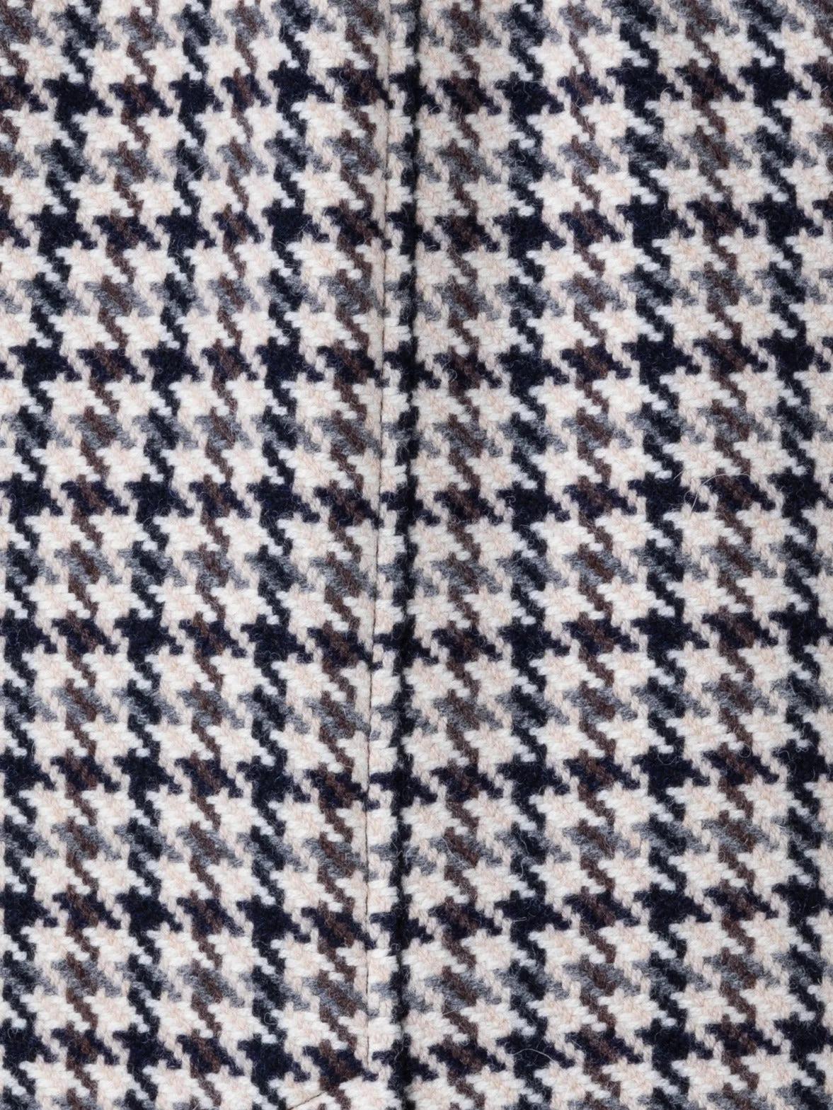 Wool Long Coat with Houndstooth Pattern