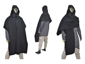 Wool Medieval European Robe, Ancient Assassin Ninja Fantasy Long Poncho,Oversized Shawl, Cowl Hoodie Costume Cosplay Wrap,Hooded Cape Coat