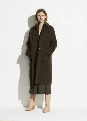 Wool Patch Pocket Coat in Mineral Pine