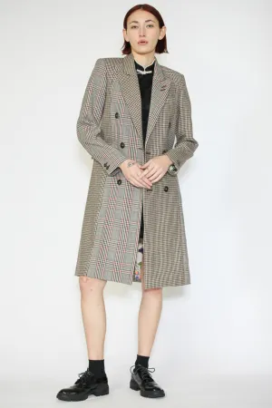 Wool Plaid Collage Double Breasted Coat