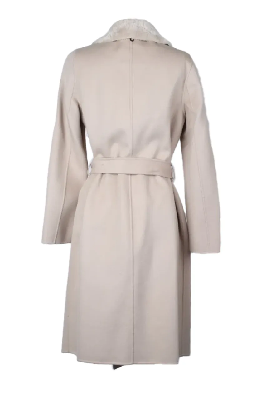 Wool Trench Coat W/ Shearling Trim