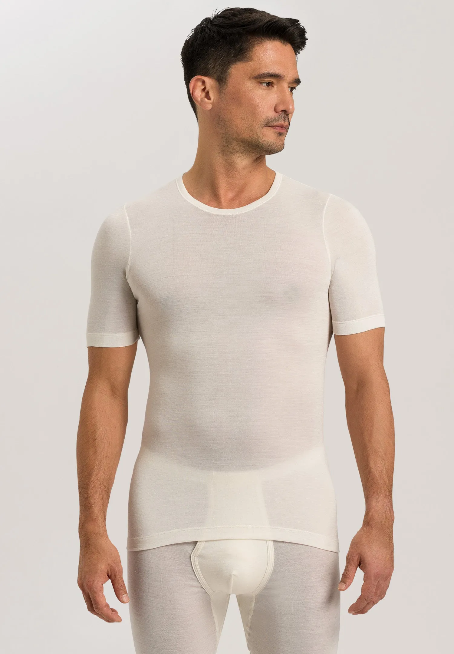 Woolen Silk M Thermal Fitted T-Shirt | Cygne 73401-795