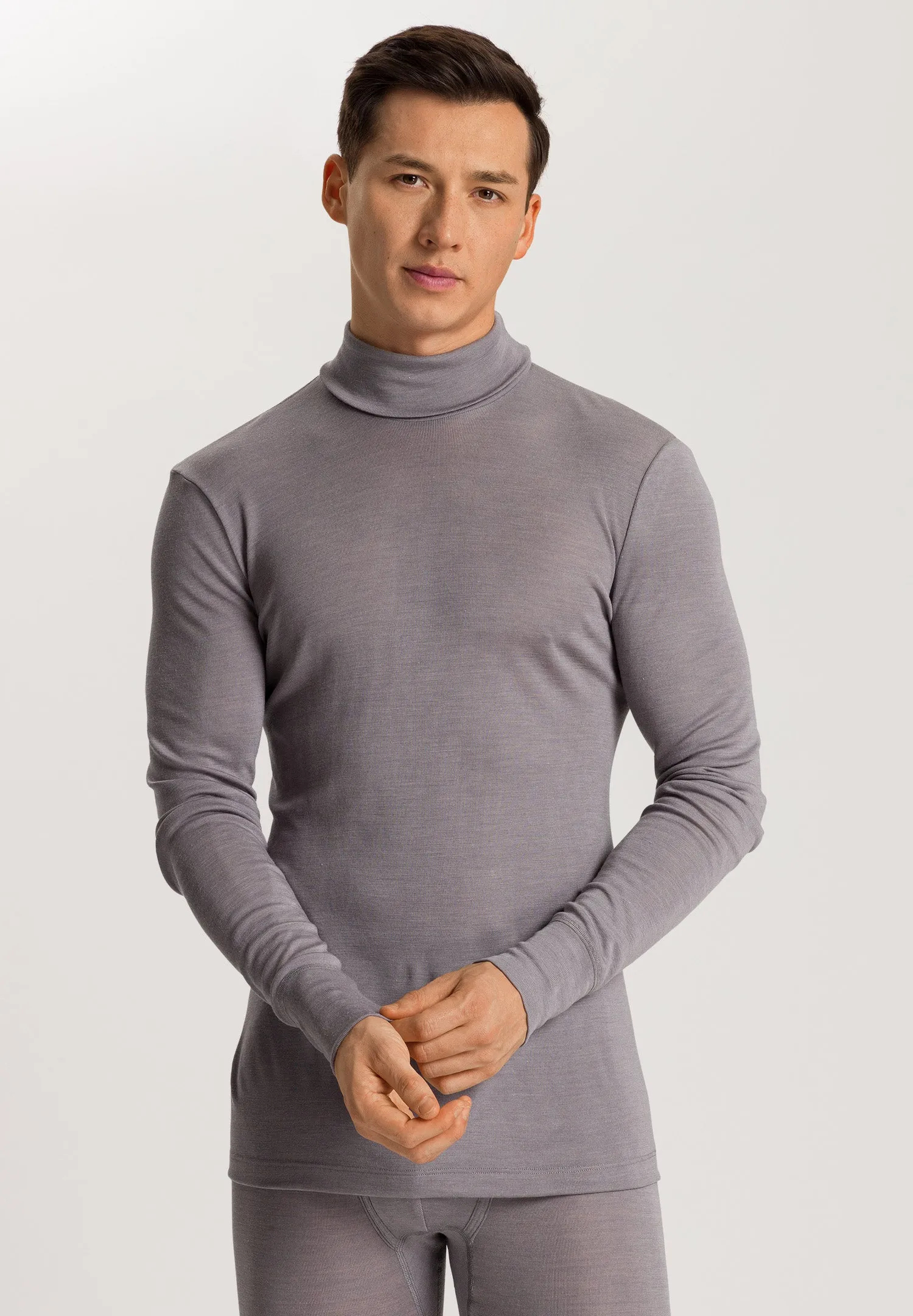 Woolen Silk M Thermal Turtleneck | Nordic Grey 73403-2686