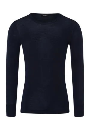 Woolen Silk M Wool And Silk Fitted Top | Deep Navy 73402-1610