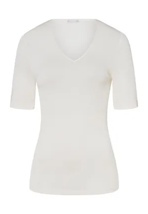 Woolen Silk W Short Sleeve Top | Cygne 71417-795