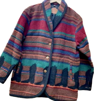 WOOLRICH Vintage Wool Aztec Western Boots Button Down Winter Coat Jacket