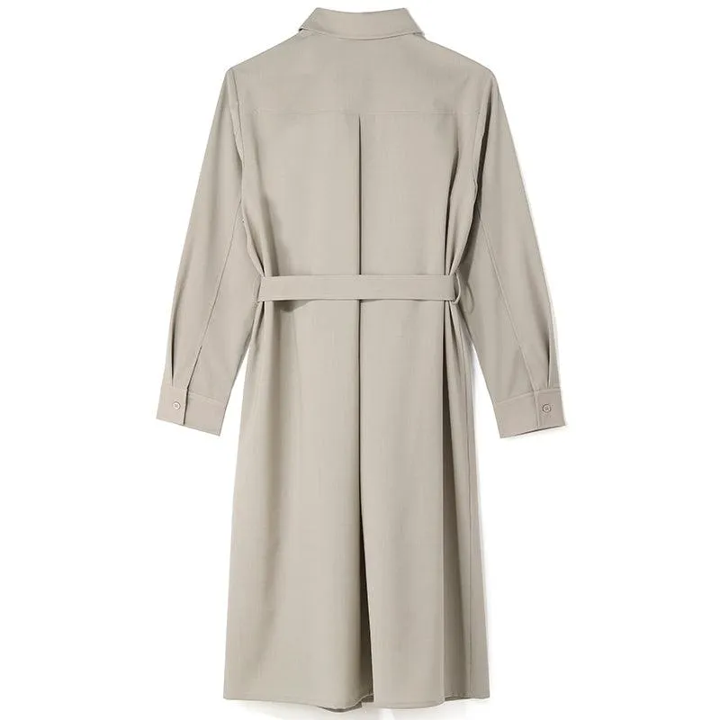 Worsted Wool Trench-Style Dress