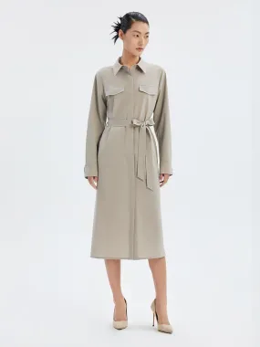 Worsted Wool Trench-Style Dress