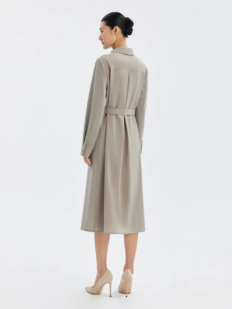 Worsted Wool Trench-Style Dress