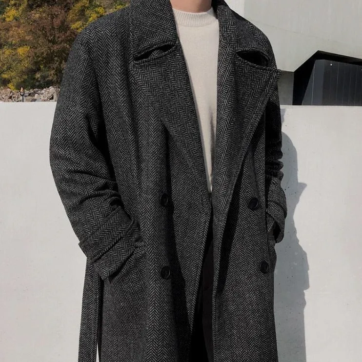 xiangtuibao - HERRINGBONE TRENCH COAT