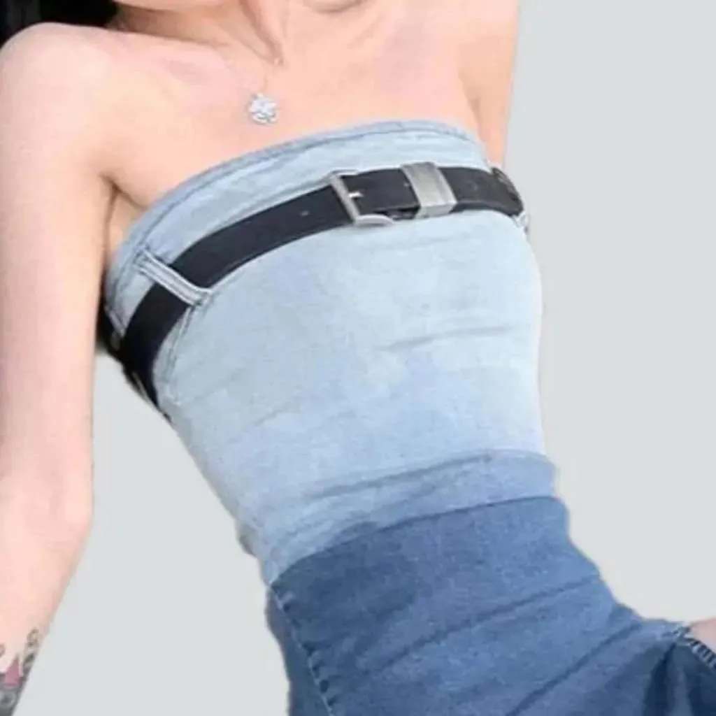 Y2k strapless jean dress