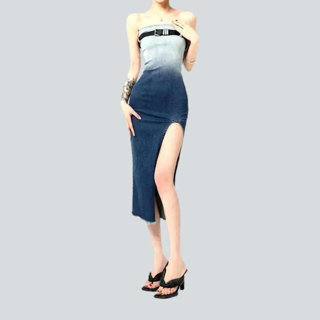 Y2k strapless jean dress