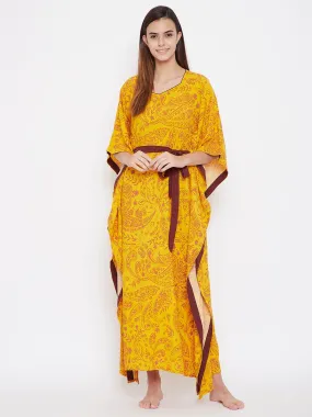 Yellow Paisley Print kaftan - (Clearance - Final Sale)