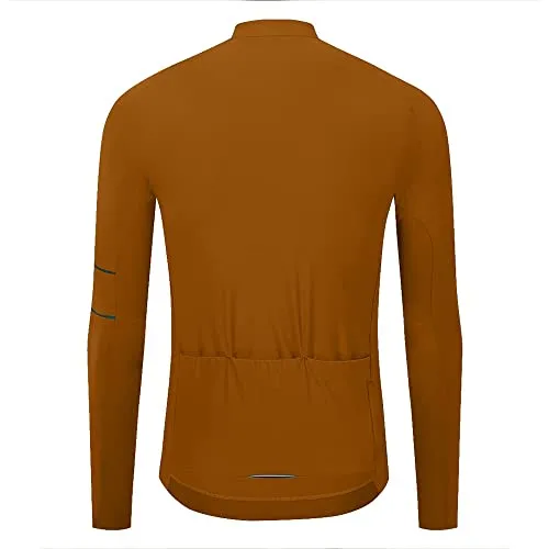 YKYW Men's PRO Team Aero Cycling Jersey Coat Winter 10-20℃ Race Fit Fleece Thermal Brown