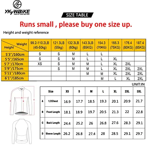 YKYW Men's PRO Team Aero Cycling Jersey Coat Winter 10-20℃ Race Fit Fleece Thermal Brown