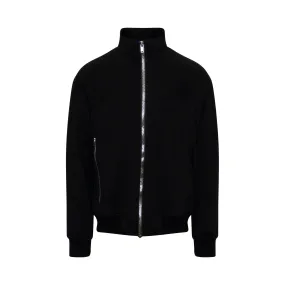 Zip Front Track Jacket in Black