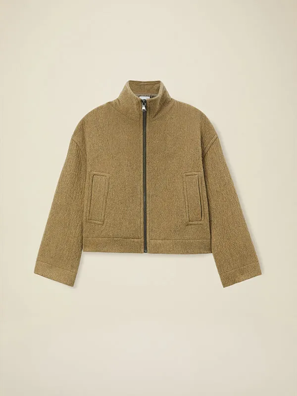 Zipped jacket in wool-blend cloth